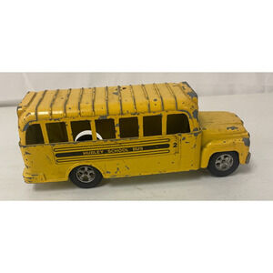 Vintage 1960s Hubley Pressed Steel School Bus #2 - Yellow Metal Toy Original